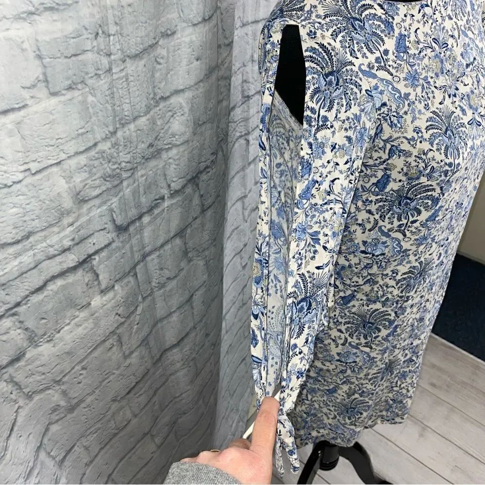 H&M Paisley and flower print dress blue and white sz 4 women - Picture 5 of 12